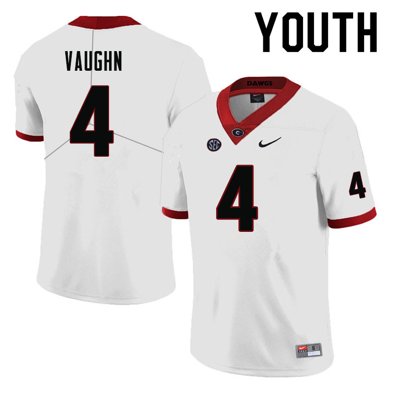 Youth #4 Sam Vaughn Georgia Bulldogs College Football Jerseys-White - Click Image to Close